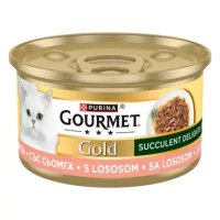 GOURMET Gold Succulent Delights, Somon, conservă hrană umedă pisici, (în sos), 85g - 2