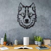 Tablou metalic Wolf Negru 38x50 cm - 1