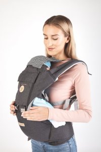 Marsupiu ergonomic 6 in 1 Colibro Honey cu scaun detasabil, Curelele late si confortabile,  Baza ergonomica rigida, Curele late si ajustabile, Onyx - 2