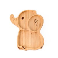 Farfurie elefant din bambus organic cu baza tip ventuza Oaki roz - 3