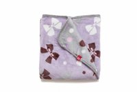 Paturica pufoasa de plus 2 fete mov cu fundite gri cu buline 120x150 cm - 1