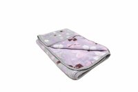 Paturica pufoasa de plus 2 fete mov cu fundite gri cu buline 120x150 cm - 3