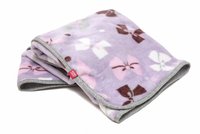 Paturica pufoasa de plus 2 fete mov cu fundite gri cu buline 120x150 cm - 5