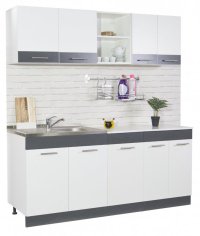 Set bucatarie SARONA 180 cm, 4 corpuri, blat PAL, alb + antracit - 1