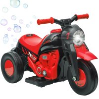 AIYAPLAY Motocicleta electrica pentru copii 2-5 ani, 3 roti, 6 V, 3 km/h, cu bule si efecte luminoase, rosu | Aosom Romania - 1