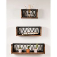 Set 3 etajere Box Homs, nuc-metal negru, 60 x 17 x 10 cm - 1