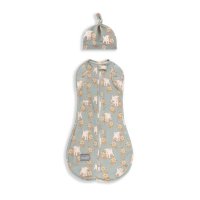 Saculet pentru Infasat cu Caciulita Second Step Animale de Epoca - Sky Blue - 1