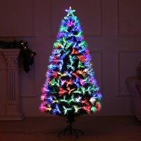Brad Artificial cu Fibră Optică Multicoloră și LED, Suport Metalic, 120-240cm - 1