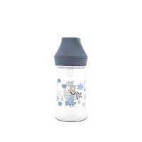 Biberon cu gat larg My Friend Cameo Blue tetina moale din silicon, 0 luni+, 250 ml - 1