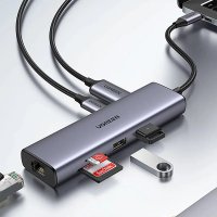 Adaptor multifunctional UGREEN USB C CM512, 2 x USB-A 3.0, 1 x USB-C, 1 x HDMI, 1 x RJ45, 1 x SD, 1 x microSD, Gri - 15
