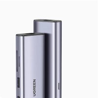 Adaptor multifunctional UGREEN USB C CM512, 2 x USB-A 3.0, 1 x USB-C, 1 x HDMI, 1 x RJ45, 1 x SD, 1 x microSD, Gri - 2