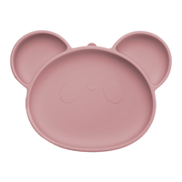 Farfurie din silicon cu ventuza Panda, 6 luni+, Old Rose, Appekids - 1