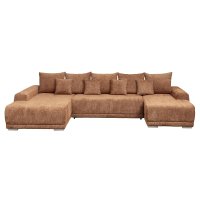 Coltar extensibil MARIBO U cu arcuri si lada de depozitare, colt stanga, caramiziu, dimensiuni 350x203x90 cm - 1
