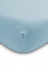 Cearsaf din bumbac Sensillo Jersey Deluxe Blue 120x60 cm cu elastic roata - 1