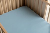 Cearsaf din bumbac Sensillo Jersey Deluxe Blue 120x60 cm cu elastic roata - 2