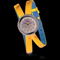 Ceas de dama Folli Follie WF13F029SSU cu display analog si curea din piele albastra - 1