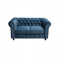 Canapea CHESTERFIELD fixa, 2 locuri, cu arcuri, albastru, 168x90x80 cm - 1
