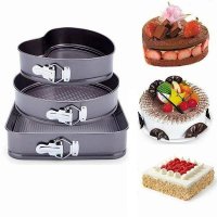 Set 3 forme teflon pentru prajituri: rotunda, patrata si inima - 1