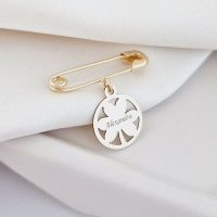 Brosa Ac de Siguranta - Simbol de Noroc si Personalizare - Aur Galben 9K - 1