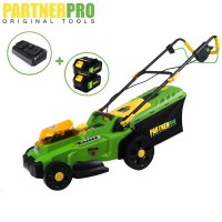 Masina de Tuns Gazon pe Acumulator Partnerpro PP8A110-J, 2x20V 4Ah, 1 Incarcator dublu, 3300 rpm, 35 L - 1