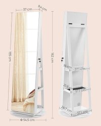 Dulap pentru bijuterii, Songmics, Alb, 55x55x162 cm - 3