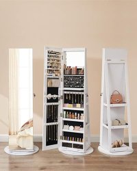 Dulap pentru bijuterii, Songmics, Alb, 55x55x162 cm - 5