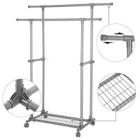 Cuier stender, Songmics, Gri, 87-150x52x166 - 5