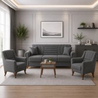 Set canapea cu 2 fotolii Tara Homs gri - 1