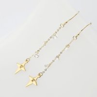 Cercei Starlight - Zirconii Albe & Pandantiv Stea cu Initiala - Argint 925 placat cu Aur Galben 18K - 1