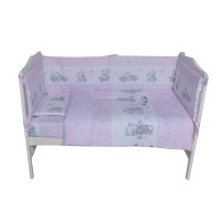 Set lenjerie patut 3 piese 120x60 cm BearsToys Roz 109 - 1