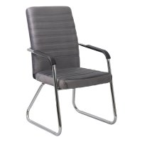 Scaun OFF 833V gri din catifea cu cadru cromat pentru vizitatori - 1