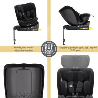 Scaun auto Buf Boof N17 Fix Black pentru copii, iSize, isofix, rotativ 360, cu picior de fixare si pozitie de somn 165 grade - 7
