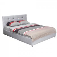 Pat modern tapitat 140x200 cm ECONO CLASIC in gri deschis - 1