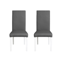 Set 2 scaune TEO pentru living, picioare din lemn alb, tapiterie din piele ecologica gri, dimensiuni 46x60x98 cm - 1