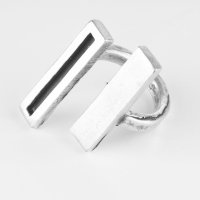Inel ajustabil din zamac cu design cu doua bare paralele - 1