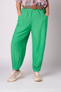 Pantaloni verzi din vascoza cu curea pentru marimi mari - 1