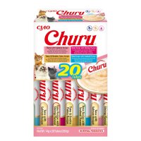 INABA Churu Tuna & Seafood Varieties (Ton și Somon|Creveți|Fulgi de Bonito|Fructe de Mare), cutie, tub recompense fără cereale pisici, (topping), 280g - 3