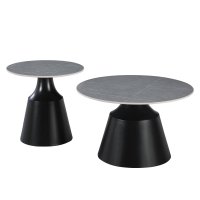 Set de Măsuțe de Cafea Sculpt, 2 Bucăți, Pako, Negru, Dimensiuni 70x70x39 cm - 2