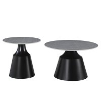 Set de Măsuțe de Cafea Sculpt, 2 Bucăți, Pako, Negru, Dimensiuni 70x70x39 cm - 3