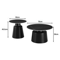 Set de Măsuțe de Cafea Sculpt, 2 Bucăți, Pako, Negru, Dimensiuni 70x70x39 cm - 4