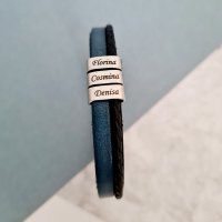 Bratara Barbateasca Blue&Black cu 3 Elemente din Inox si Piele Naturala in 2 Culori - 1