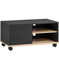 Dulap TV HOMCOM 42" cu Rafturi Deschise si Usa, Mobilier Modern din PAL cu Roti, 80x45x39.5 cm, Alb - 1
