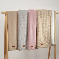 Paturica pentru copii Babyono Crem din bumbac cu polar 75x100 cm - 3