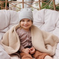 Paturica pentru copii Babyono Crem din bumbac cu polar 75x100 cm - 5