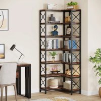 Biblioteca de colt din metal si pal melaminat 200x60x60x24 cm - 1