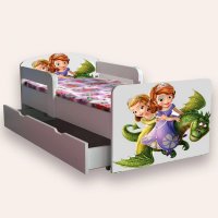 Pat pentru copii Sofia varianta 2, cu manere si sertar, 2-6 ani, 130x60 cm - 2