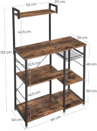 Raft de Bucatarie Vasagle, Dimensiuni 90x40x132 cm - 6