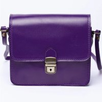 Geanta crossbody din piele naturala mov, stil postas - 1