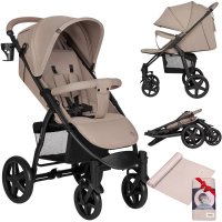 Carucior sport Lionelo Annet Plus Bej - De la nastere, 0 - 22 Kg, cu muselina din bambus - 1