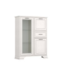 Comoda TIFFANY II cu vitrina si sertar, crem fineline, 94x37x125,3 cm - 1